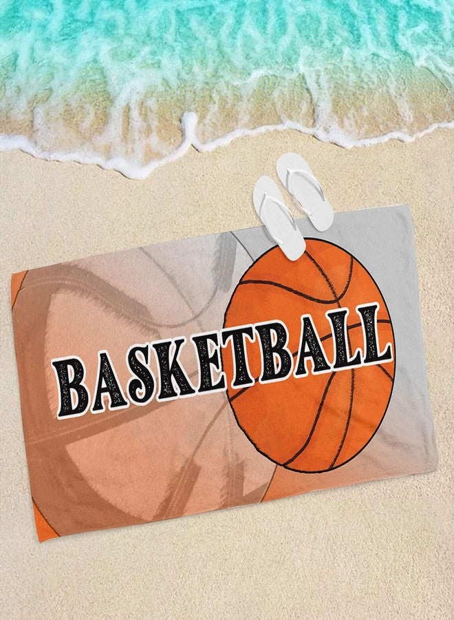Irisbell Cotton Oversized Beach Towel 63 x 32 inch Absorbent Soft Pool Towel,Quick Dry Sand Free Camping Travel Bath Towels Beach Essential Gift Yoga Gym Swim Towels (Basketball) - Image 5