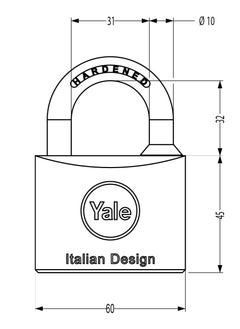Yale 15-0110-6032-00-0201 110 Series Brass Padlock 60Mm Brass  - Image 2