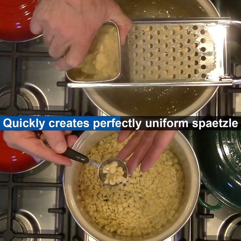 KEISSCO Premium Grade Stainless Steel Spaetzle Maker with Comfort Grip Handle Traditional German Egg Noodle Maker - Image 5