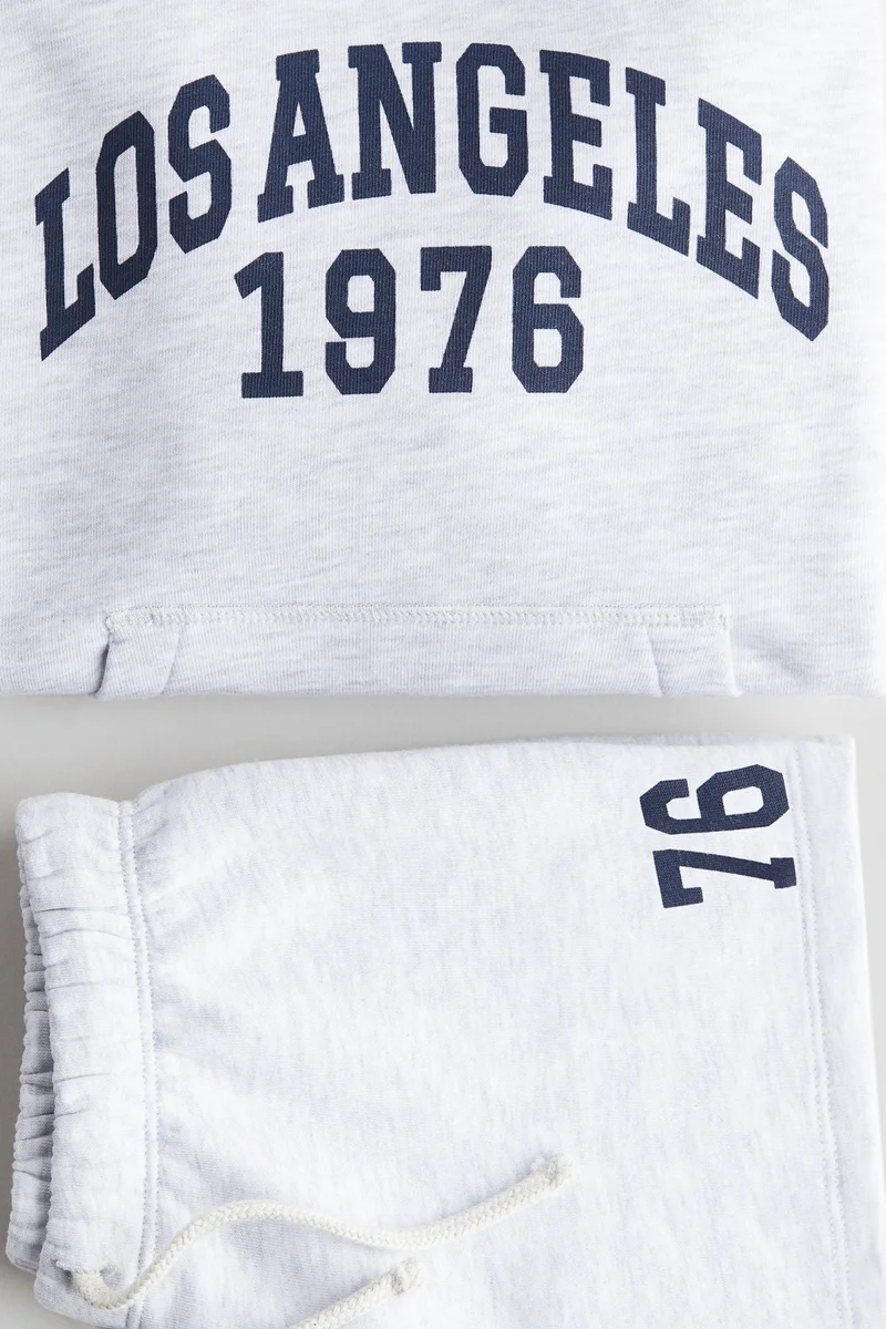 H&M 2-piece brushed-inside hoodie and shorts set