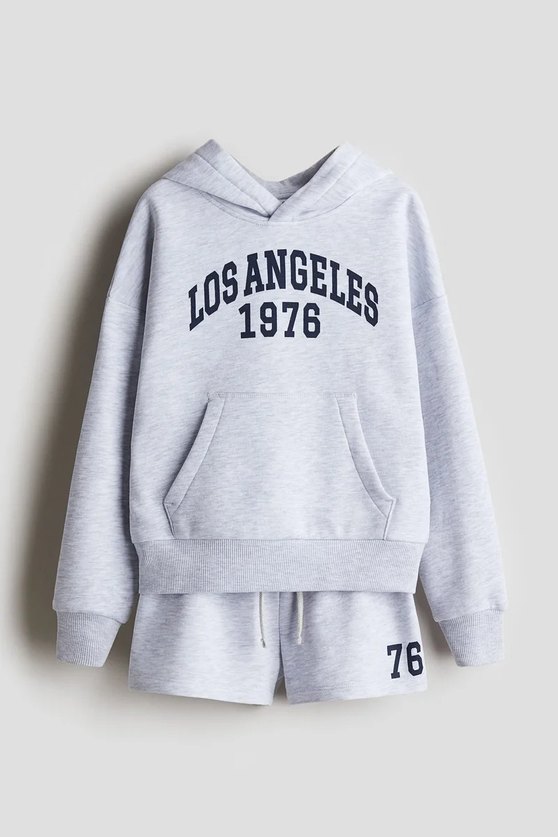 H&M 2-piece brushed-inside hoodie and shorts set