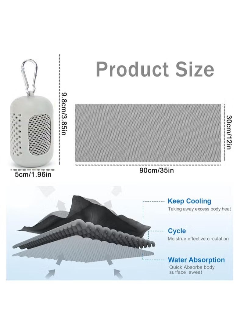 90cm x 30cm Cooling Gym Towel for Neck and Face, Cooling Towel Breathable and Sweat Chilly Towel with Silicone Portable Storage Box - Image 2
