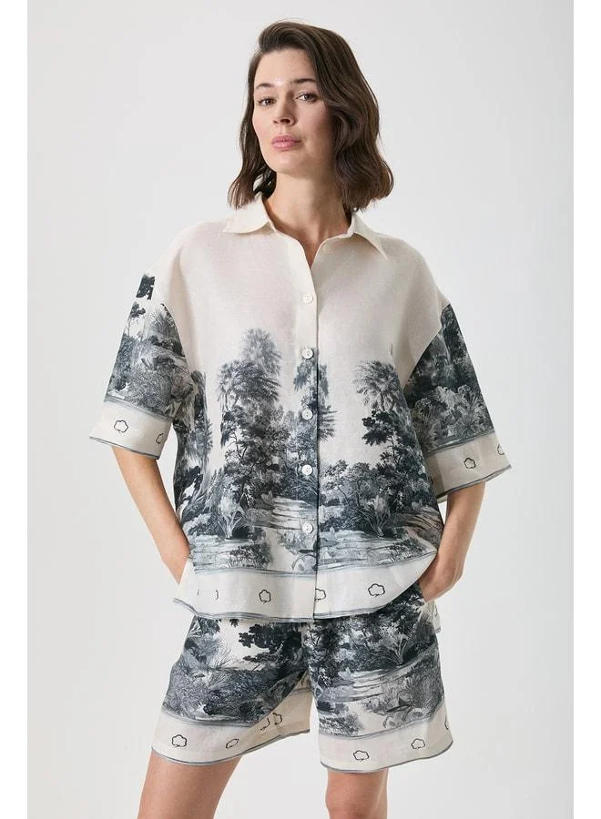 Penye Mood Cotton-linen shirt and shorts set