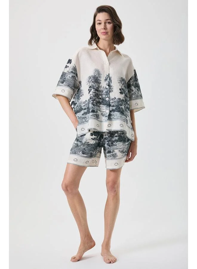 Penye Mood Cotton-linen shirt and shorts set