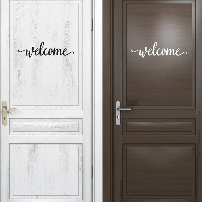 2PCS Welcome Decal Stickers Removable Vinyl Words Letters for Home Office Classroom Door Decoration