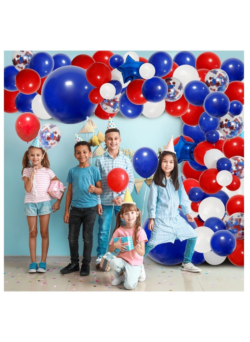general Boys Birthday Decoration Balloon Garland Arch Kit with Background Poster Birthday Cake Decoration White Blue Purple Colorful Foil Party Balloons - Image 2