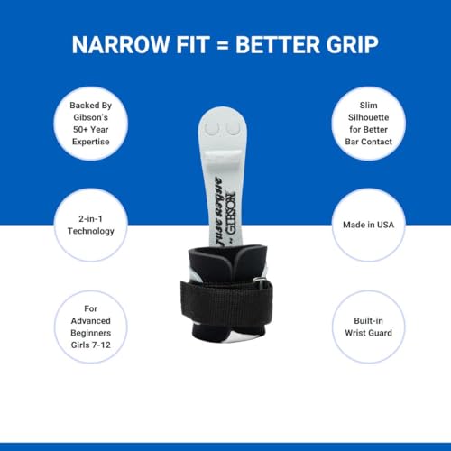 Gibson Athletic قبضات جيمبسون الرياضية المناسبة تمامًا للبنات - قبضات يد جلدية ضيقة لجهاز الجمباز - معدات وإكسسوارات الجمباز، مصنوعة في الولايات المتحدة الأمريكية - Image 2