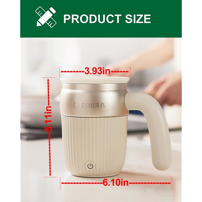 EQURA Automatic Self Stirring Coffee Mug, Rechargeable Megnetic Auto Mixer Cup 15oz, for Coffee/Milk/Tea/Cocoa, for Home/Travel/Office, Gifts for Birthday/Christmas (White) - Image 3
