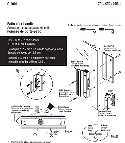 Prime-Line C 1001 Sliding Glass Door Handle Set, 4-15/16 In., Extruded Aluminum, Black (Single Pack) - Image 3