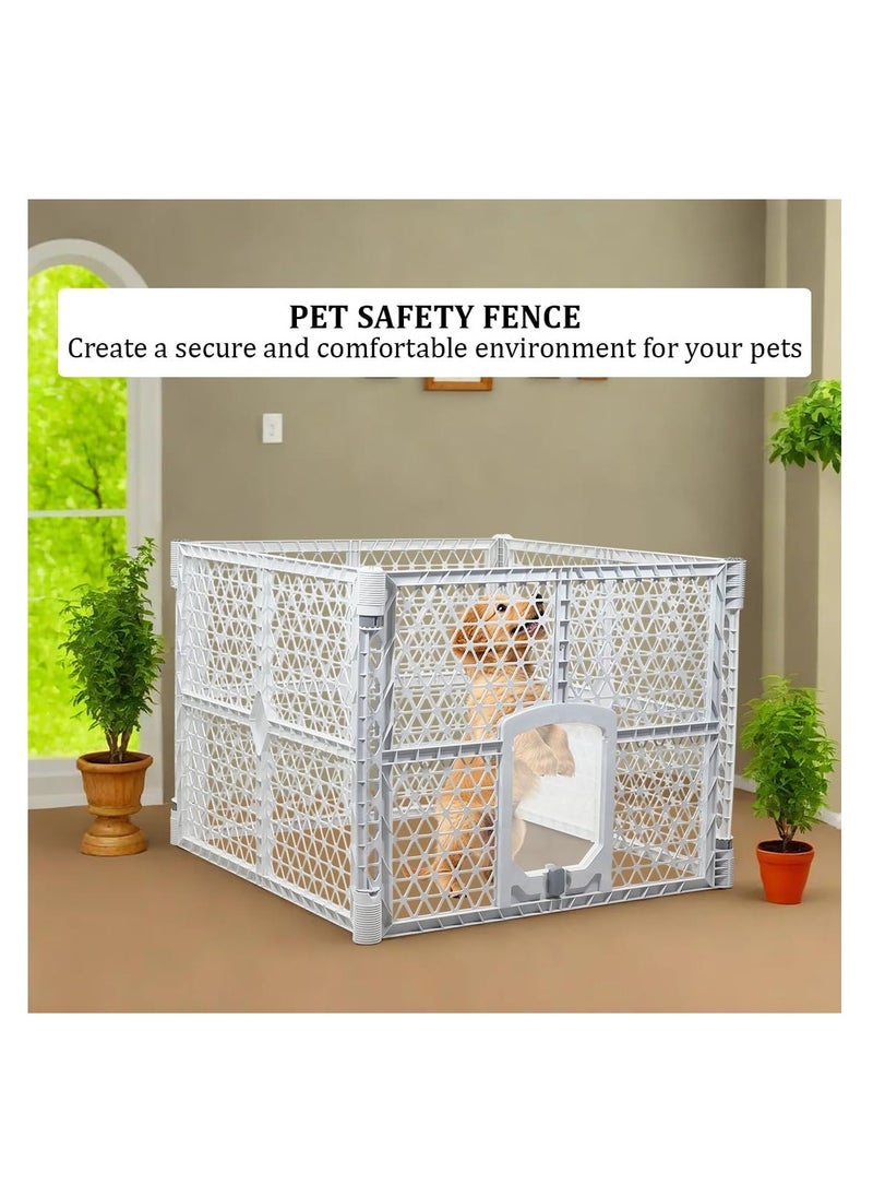 NNC PETS Pet playpen kennel with Plastic, Lockable pet enclosure, and 4-panel pet playpen, 88 cm Expandable pet kennel for small to medium sized pets, Indoor & Outdoor use, and Portable (White)  - Image 5