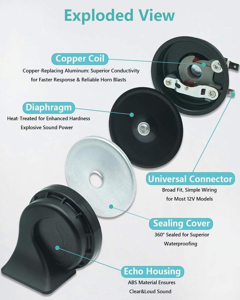 NEOGET 12V Super Loud Electric Car Horn Kit - Image 3