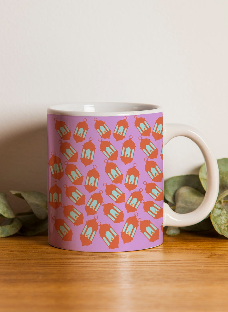 لوحة كوب ١١ أونصة من السيراميك بتصميم نمط فوانيس رمضان - Image 1