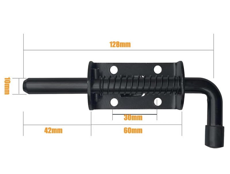 E-TING 2 Packs 5 Inch Spring Loaded Latch Pin with 8 Screws, Heavy Duty Sliding Door Lock Barrel Bolt Latch for Doors/Cabinets/Chests (Carbon Steel) - Image 5
