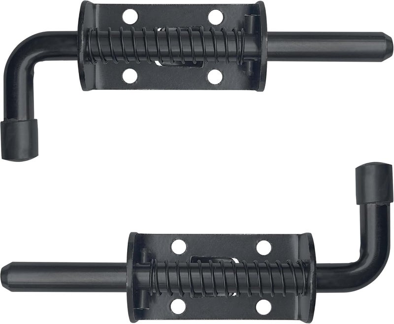 E-TING 2 Packs 5 Inch Spring Loaded Latch Pin with 8 Screws, Heavy Duty Sliding Door Lock Barrel Bolt Latch for Doors/Cabinets/Chests (Carbon Steel) - Image 2