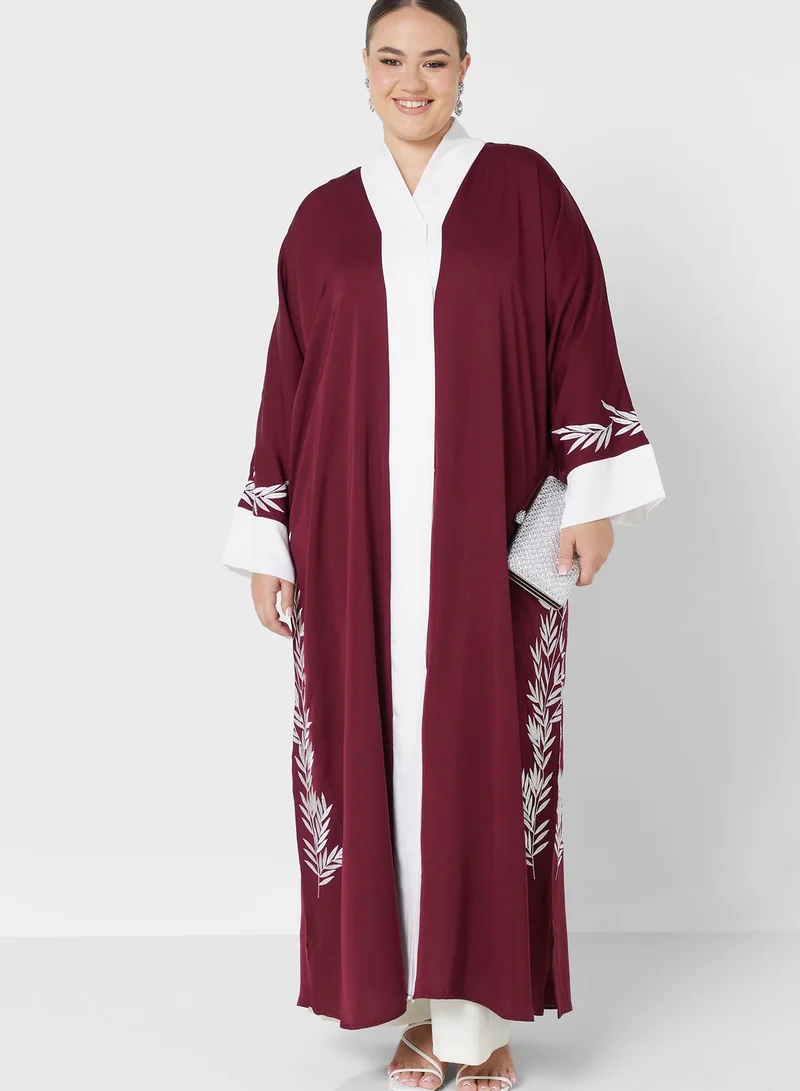 Khizana Embroidered Open Front Abaya With Sheila