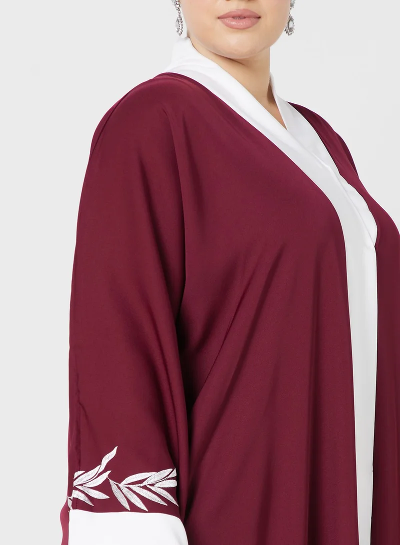 Khizana Embroidered Open Front Abaya With Sheila