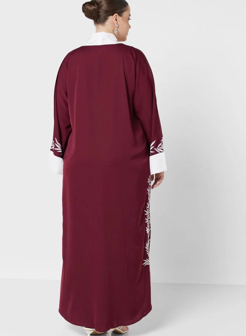 Khizana Embroidered Open Front Abaya With Sheila