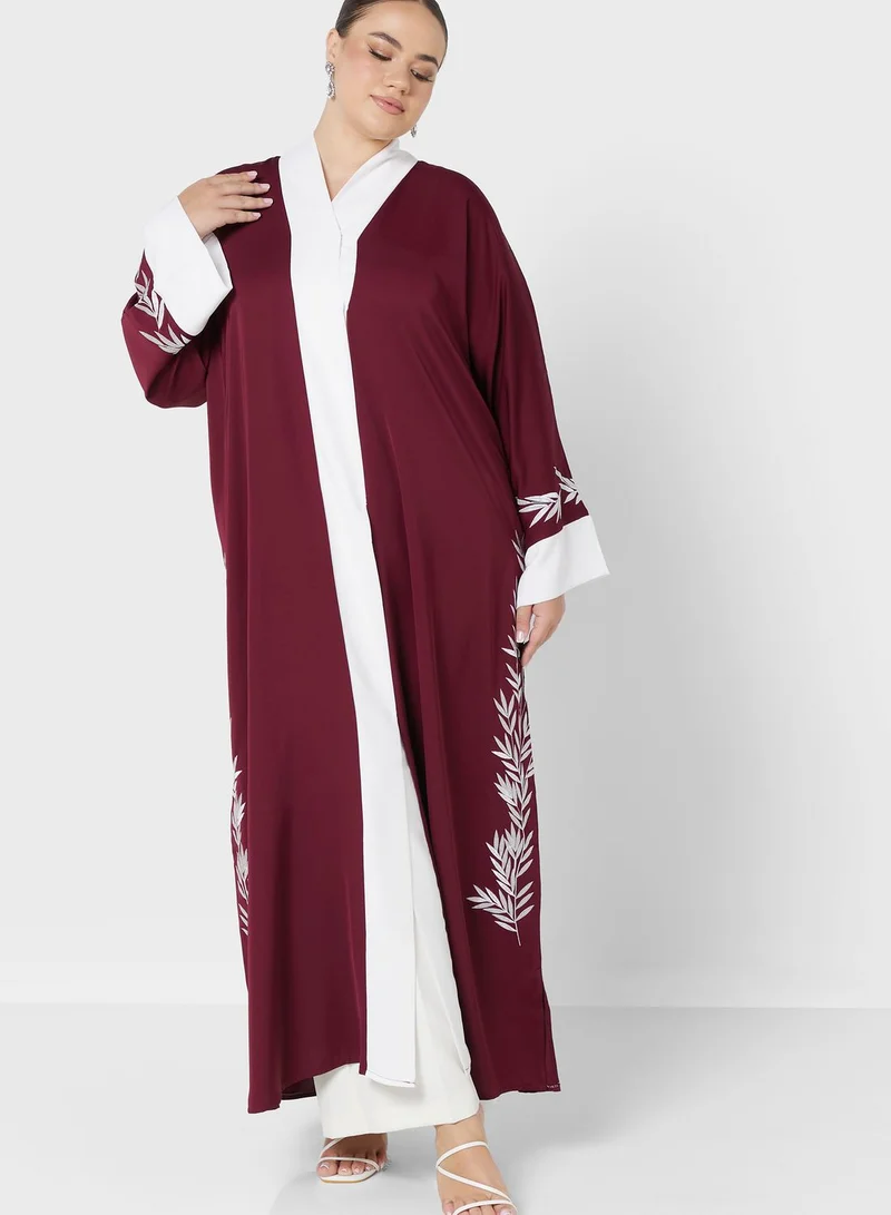 Khizana Embroidered Open Front Abaya With Sheila