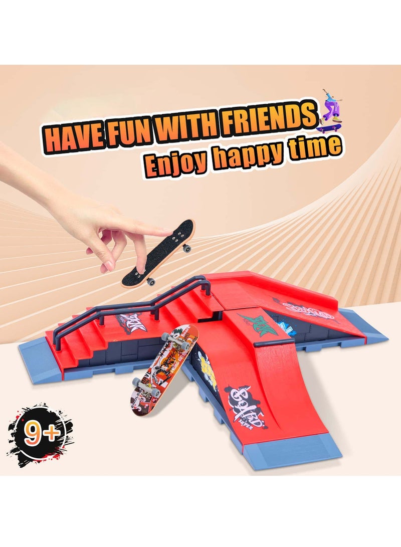 مجموعة منحدر لوح التزلج بالإصبع، مجموعة ملحقات لوح التزلج الصغير والمنحدر، مجموعة مسار سطح السفينة، مجموعة ألعاب التزلج على الأصابع، هدية عيد ميلاد للأطفال (E) - Image 3