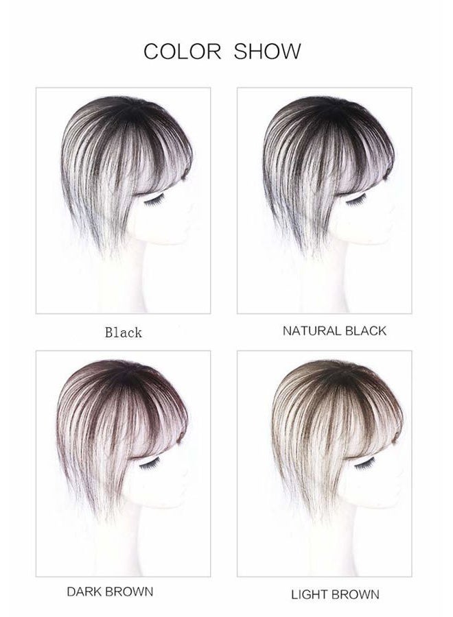 Remeehi خصل شعر بشري مع قطعة علوية قابلة للتثبيت، توبير وامتداد غرة مصنوعة يدويًا باللون الأسود الطبيعي - Image 3