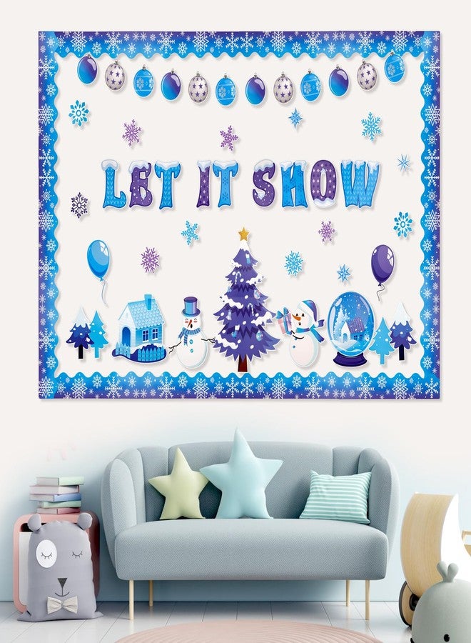 Konsait 62 Pcs Let It Snow Winter Bulletin Board Decorations Christmas Tree Snowmen Snowflake Cutouts,Christmas Bulletin Board Decorations Set for Classroom Home Office Decor - Image 5