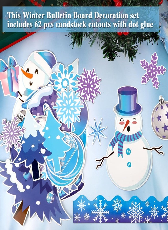 Konsait 62 Pcs Let It Snow Winter Bulletin Board Decorations Christmas Tree Snowmen Snowflake Cutouts,Christmas Bulletin Board Decorations Set for Classroom Home Office Decor - Image 4