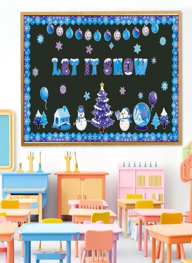 Konsait 62 Pcs Let It Snow Winter Bulletin Board Decorations Christmas Tree Snowmen Snowflake Cutouts,Christmas Bulletin Board Decorations Set for Classroom Home Office Decor - Image 3
