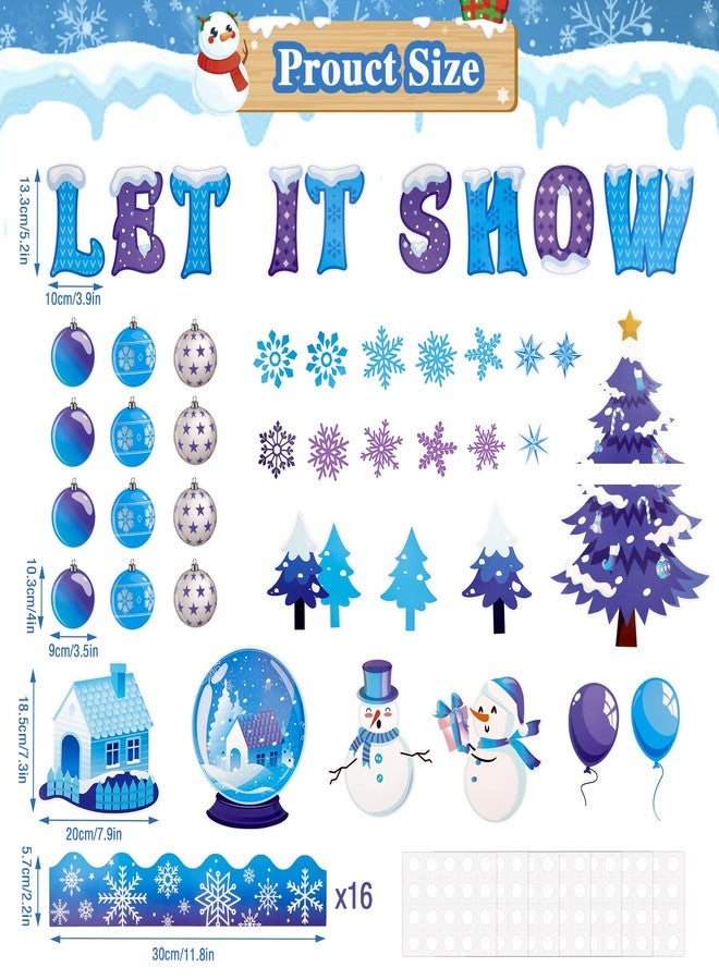 Konsait 62 Pcs Let It Snow Winter Bulletin Board Decorations Christmas Tree Snowmen Snowflake Cutouts,Christmas Bulletin Board Decorations Set for Classroom Home Office Decor - Image 2