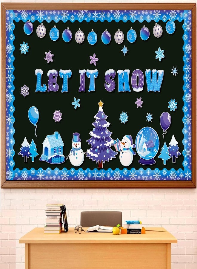 Konsait 62 Pcs Let It Snow Winter Bulletin Board Decorations Christmas Tree Snowmen Snowflake Cutouts,Christmas Bulletin Board Decorations Set for Classroom Home Office Decor - Image 1