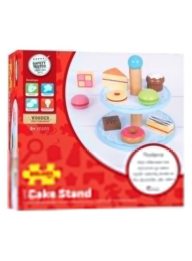 بيج جيجس تويز بيج جيجز تويز حامل كيك خشبي مع 9 كعكات طعام خشبية للعب - Image 1