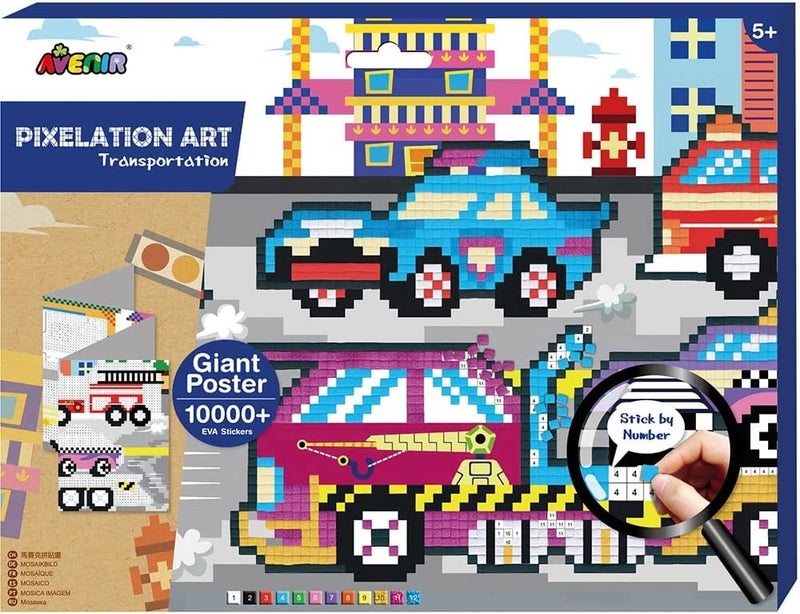 Avenir CH191596 Pixelation Art Transportation, Multicolored