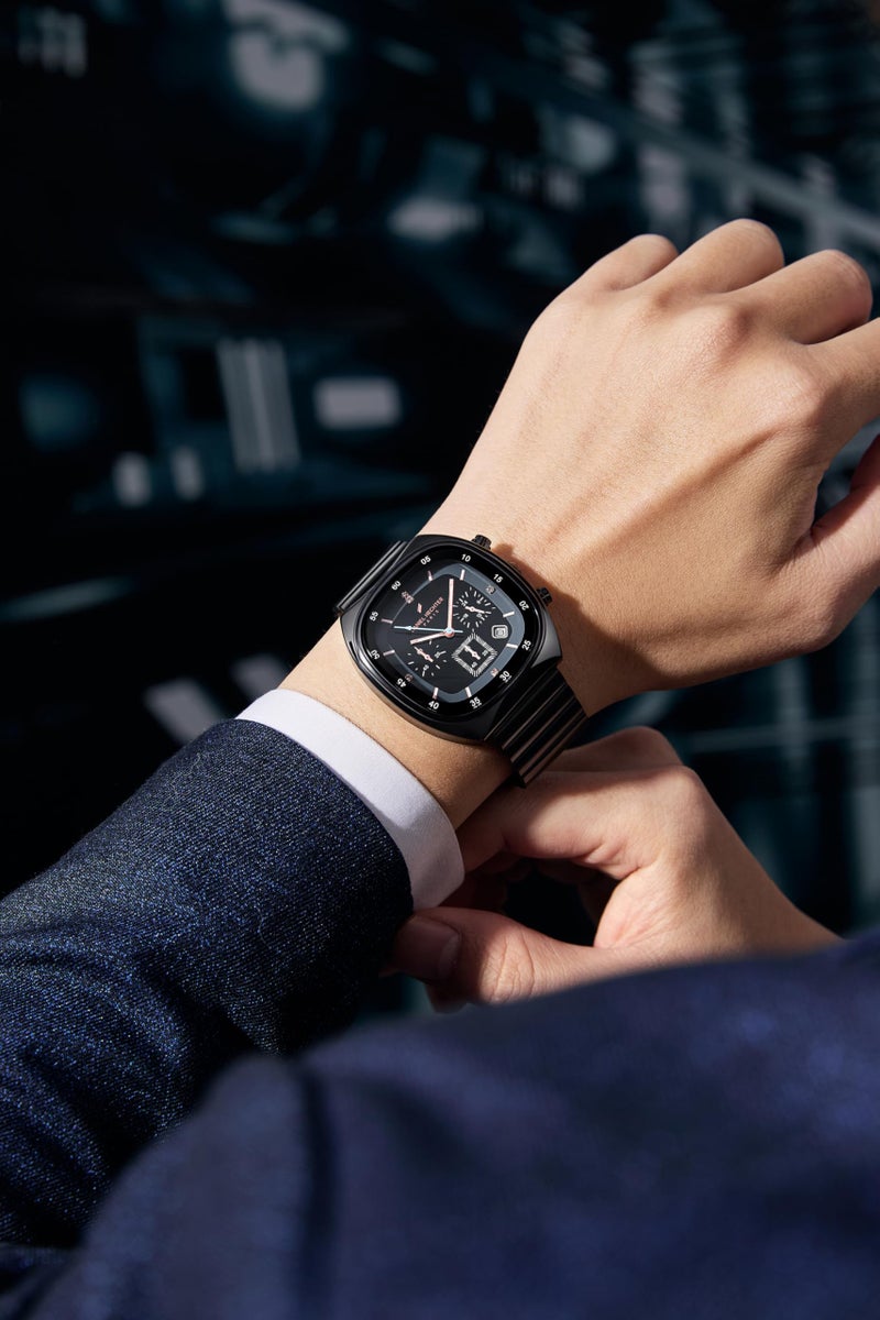 Daniel Hechter Paris Bercy Collection Modern Chronograph Watch for Men with Square Dial and Stainless Steel Strap - Image 2