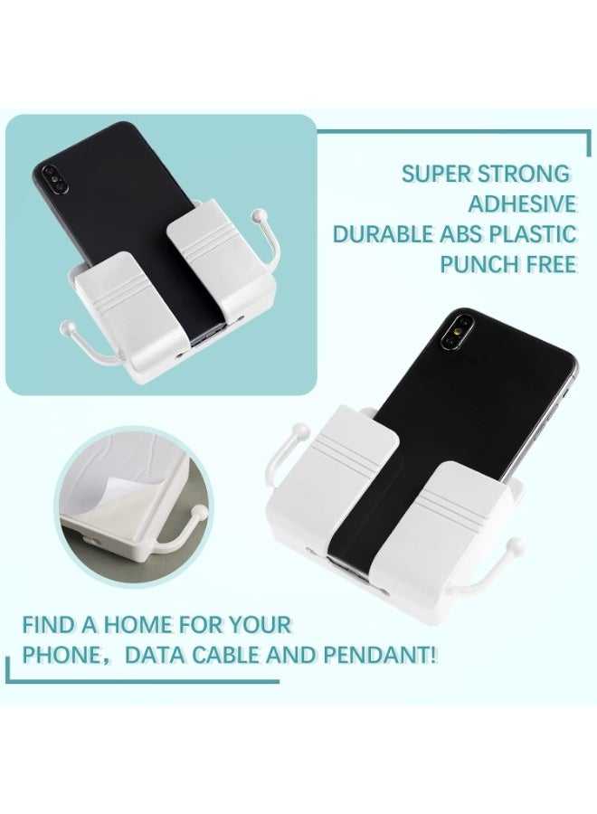 6 Pcs Wall Mount Phone Holder Self Adhesive for Wall Mounted Storage Case and Charging Phone Holder Bedroom Remote Control Stand Holder (White) - Image 4