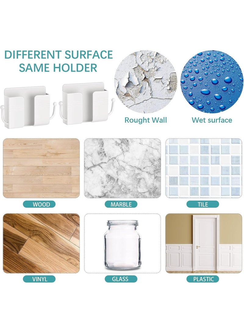 6 Pcs Wall Mount Phone Holder Self Adhesive for Wall Mounted Storage Case and Charging Phone Holder Bedroom Remote Control Stand Holder (White) - Image 5