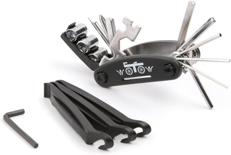 WOTOW Bike Repair Tool Kit, 16 in 1 Bicycle Multitool with Bike Tire Levers Hex Spoke Wrench, Multi Function Accessories Set for Road Mountain Bikes - Image 1