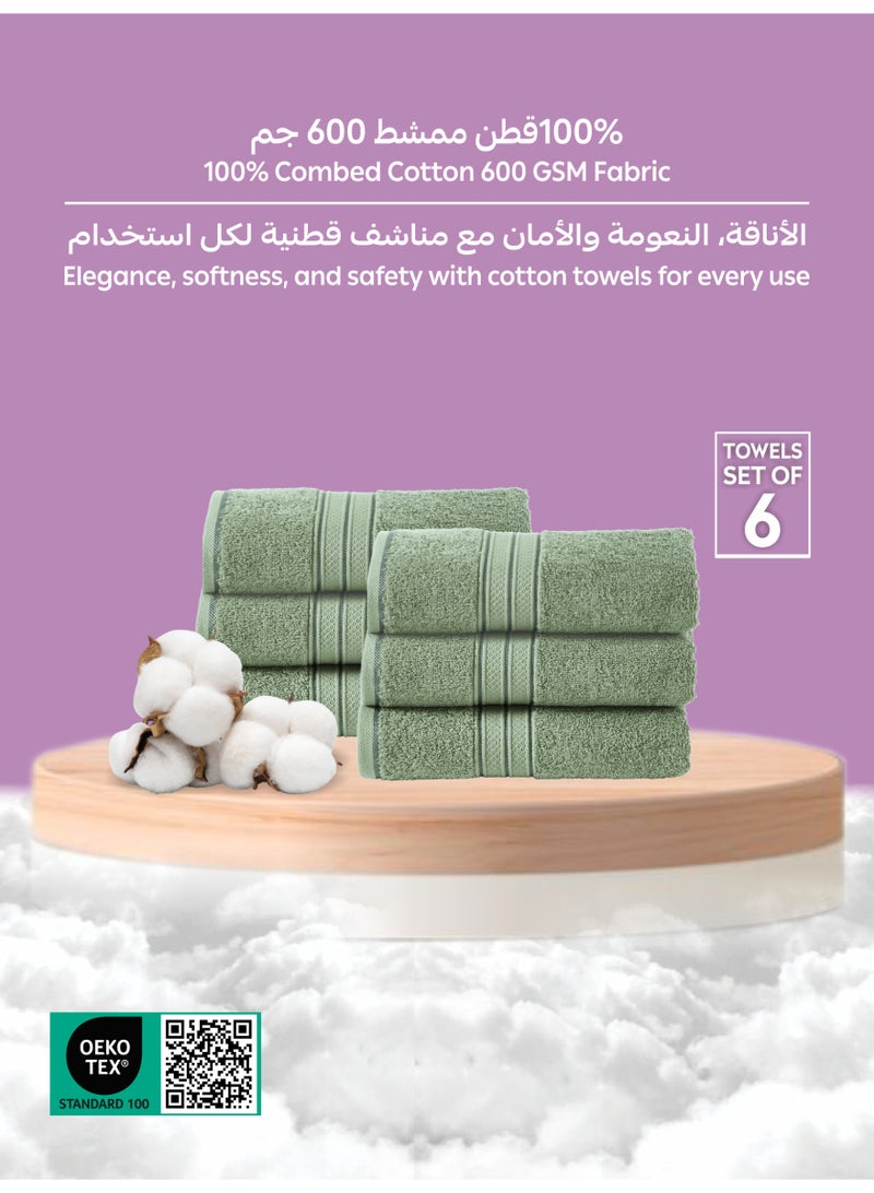 Donetella 6-Pcs Hand Towel Set (40x70 cm) – 100% Combed Cotton 600 GSM | Quick Dry, Ultra-Absorbent, Thick & Plush | Ideal for Spa, Gym, Hotel & Everyday Luxury - Image 2