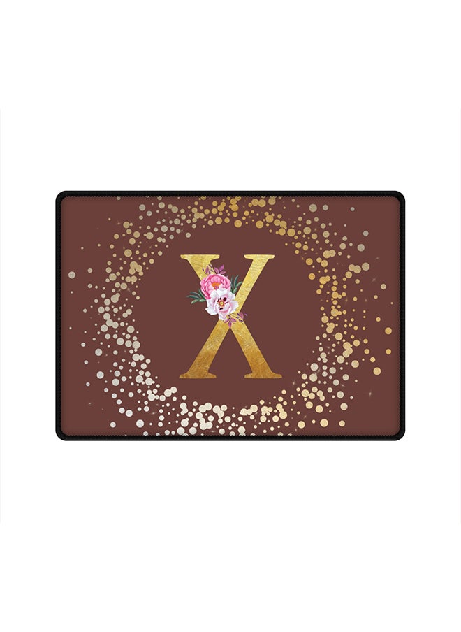 Stylizedd Designer Gaming Mouse Pad  Anti-Skid Mousepad Large Keyboard Mouse Pad Desk Mat Custom Monogram Initial Letter Floral Pattern Alphabet - X  (Brown)  - Image 1