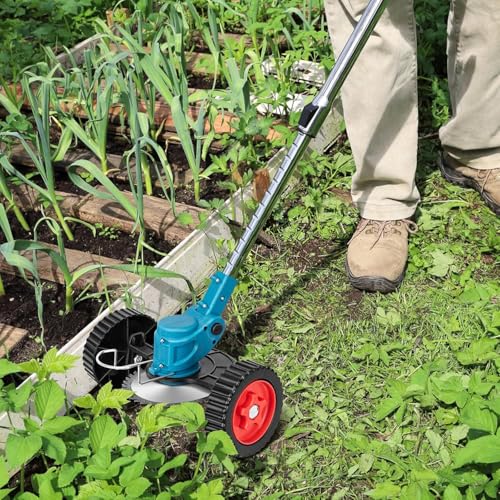 BOVTY Electric Wireless Rechargeable Edge Cutter 48V-2 Batteries-25cm Cutting Width|3-in-1 Mower & Trimmer |Adjustable Height|3 Blade Types | Lightweight & Portable|Lawn,Yard. (2Grass Cutter-BWheel-2Blue) - Image 2