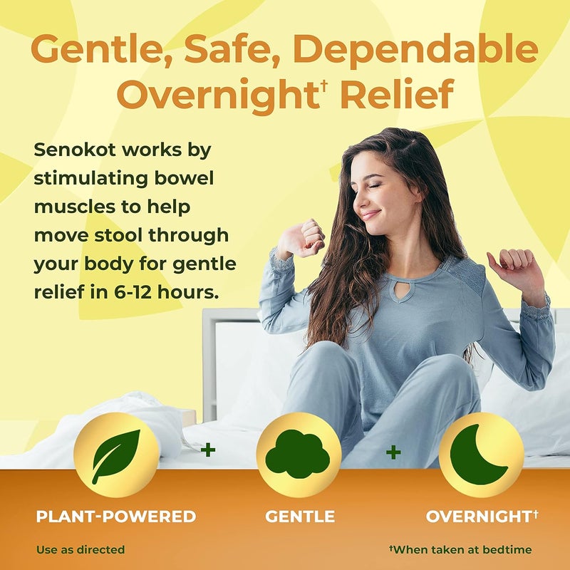 Senokot Extra Strength Natural Vegetable Laxative Ingredient Tablets Senna Concentrate Doublestrength for Gentle Overnight Relief From Occasional Constipation 12 ct - Image 5
