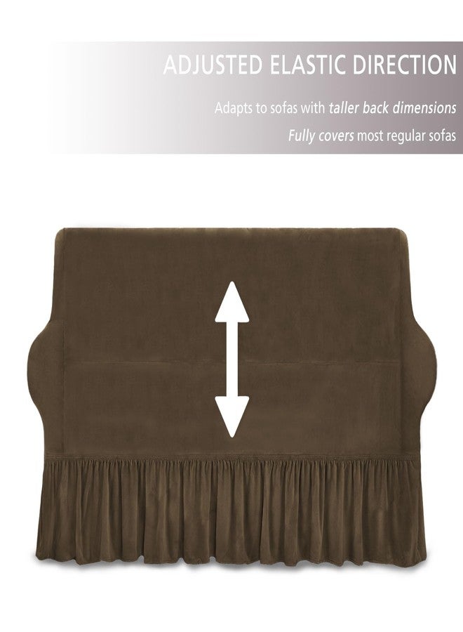 NICEEC Loveseat Cover Super Soft 1-Piece Brown Slipcover for Loveseats Stretch Universal Spandex Couch Covers for Living Room Easy Fit Washable Furniture Sofa Protector with Skirt - Image 5