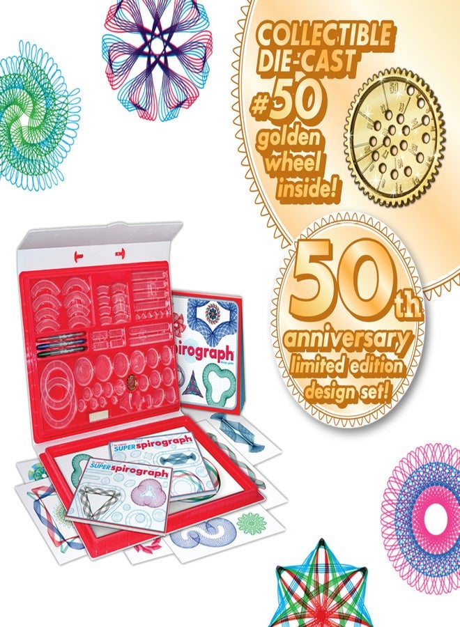 Spirograph Super 50th Anniversary Set -Arts and Crafts, Kids Toys, Art Supplies, Craft Supplies, Drawing Kit, Spiral Art, Classic Gear Design Kit, Case, Pens, Design Sheet Included, Ages 8+ - Image 3