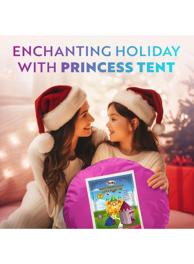 Playz Playz 5-Piece Princess Castle Girls Pop Up Play Tent & Dress Up Costume Bundle - Playhouse Gift for Girls & Toddler for Indoor & Outdoor Use with Pink Fairy Tale Carrying Bag & Glow in The Dark Stars  - Image 5