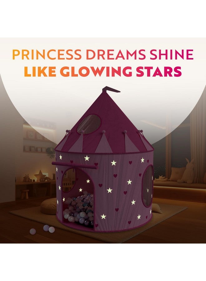Playz Playz 5-Piece Princess Castle Girls Pop Up Play Tent & Dress Up Costume Bundle - Playhouse Gift for Girls & Toddler for Indoor & Outdoor Use with Pink Fairy Tale Carrying Bag & Glow in The Dark Stars  - Image 4