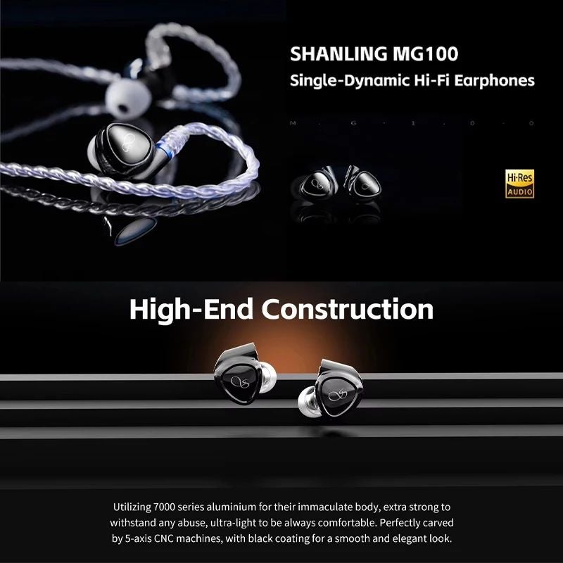 Shanling Mg100 10mm Dynamic Driver HiFi In-Ear Earphones, Gaming Headset, 3.5 + 4.4mm, Hi-Res Wired Earbuds, Green - Image 2