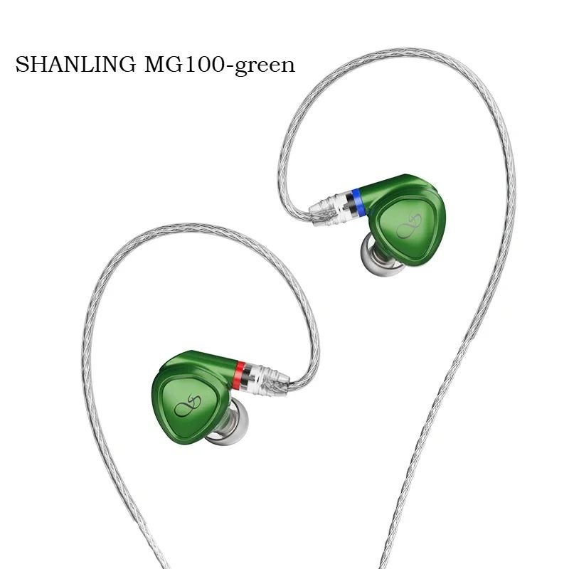 Shanling Mg100 10mm Dynamic Driver HiFi In-Ear Earphones, Gaming Headset, 3.5 + 4.4mm, Hi-Res Wired Earbuds, Green - Image 1