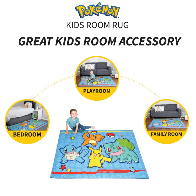 Franco PokÃ©mon Kids Room Blue Non Slip Area Rug, 69 in x 52 in, (Officially Licensed Product) by Franco - Image 3