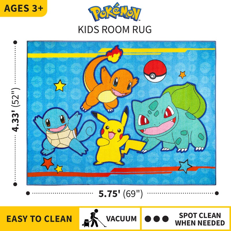 Franco PokÃ©mon Kids Room Blue Non Slip Area Rug, 69 in x 52 in, (Officially Licensed Product) by Franco - Image 5