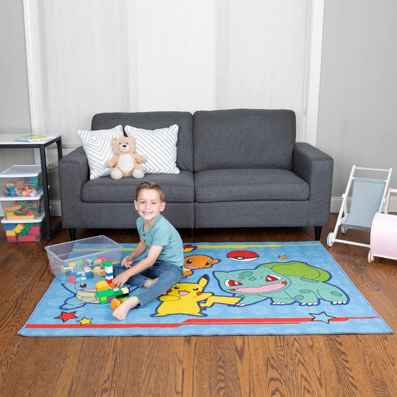 Franco PokÃ©mon Kids Room Blue Non Slip Area Rug, 69 in x 52 in, (Officially Licensed Product) by Franco - Image 2