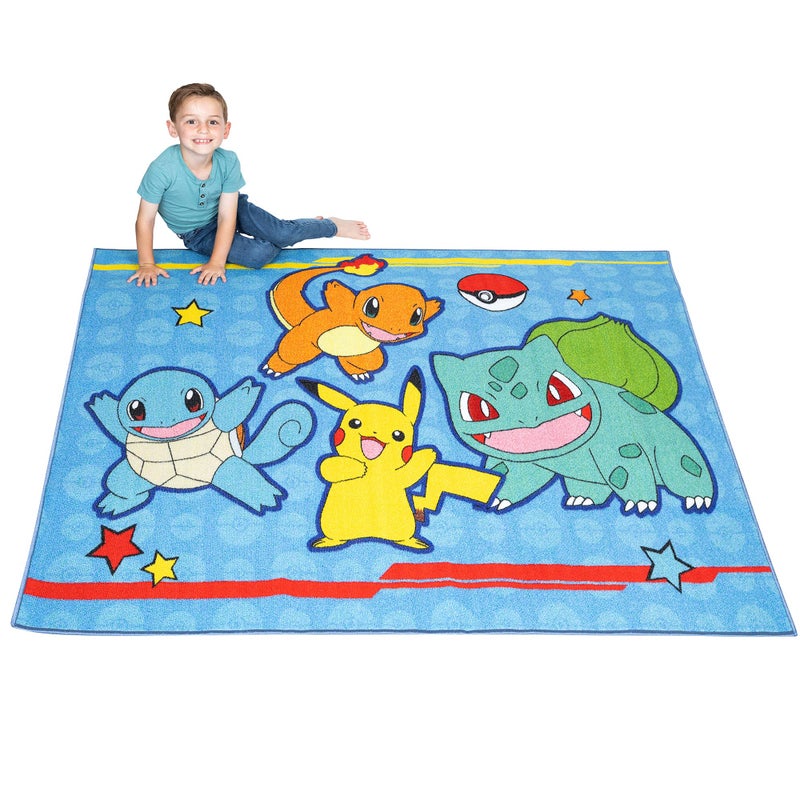 Franco PokÃ©mon Kids Room Blue Non Slip Area Rug, 69 in x 52 in, (Officially Licensed Product) by Franco - Image 1