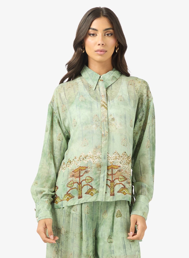 BCBG Patterned Long Sleeves Shirt - Image 1